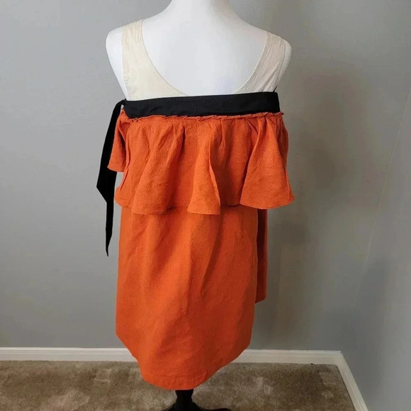 Isa Arfen Linen Mini Dress 10 Orange - Picture 7 of 11